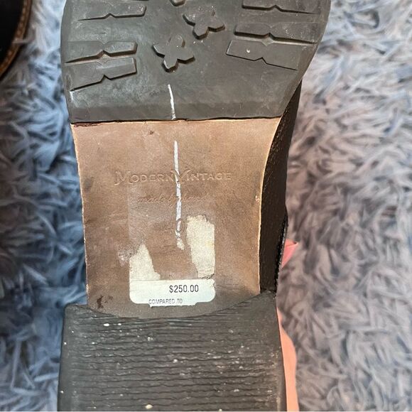 Modern Vintage Black Leather Ankle Boots Size US 10 EU 40 - Picture 6 of 6